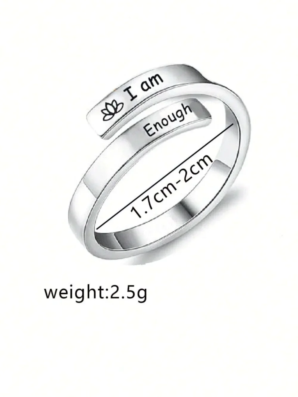 I Am Enough Ring Adjustable Hypoallergenic & Tarnish-Free Stainless steel ring